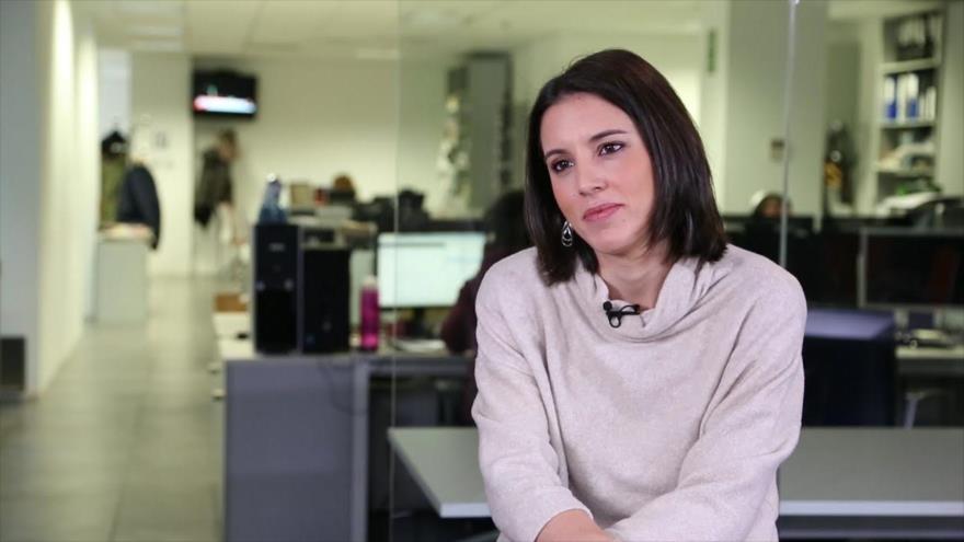 Irene Montero, portavoz de la coalición española Unidos Podemos en el Congreso de los Diputados, en Madrid (capital), en una entrevista con el diario electrónico local ‘Público’, 21 de enero de 2017.