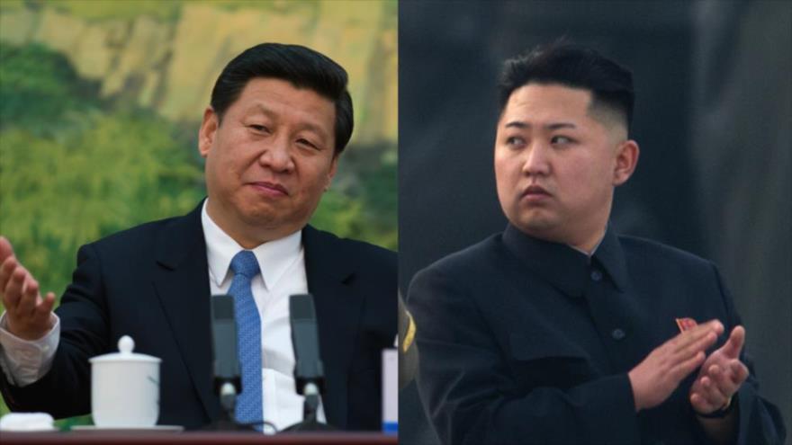 El presidente chino, Xi Jinping (izda.), y el líder de Corea del Norte, Kim Jong-un.