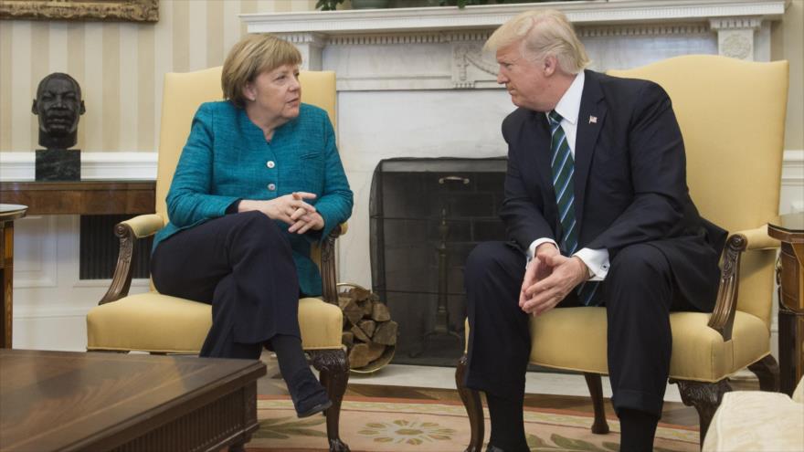 Angela Merkel, canciller de Alemania, y Donald Trump, presidente de EE.UU., durante un encuentro en la Casa Blanca, 17 de marzo de 2017