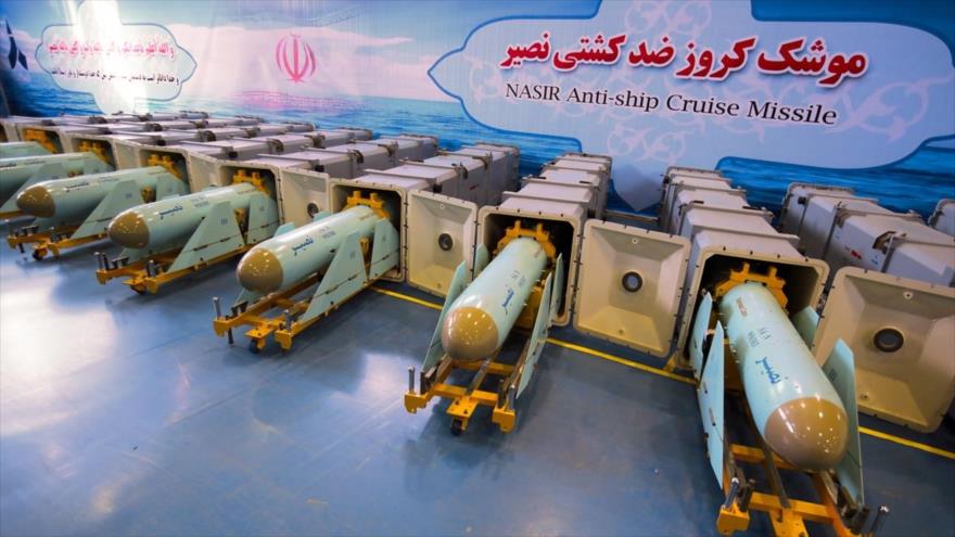 Misiles de crucero antibuques ‘Nasir’ entregados a la Fuerza Naval del Cuerpo de Guardianes de la Revolución Islámica (CGRI), 22 de abril de 2017.