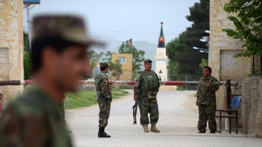 Un puesto de control de la base militar afgana atacada el día 21 de abril de 2017 por los terroristas de Talibán.