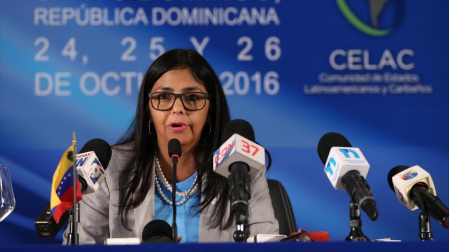 La ministra de Exteriores de Venezuela, Delcy Rodríguez durante una reunión de los cancilleres de (Celac), en República Dominicana, octubre de 2016.