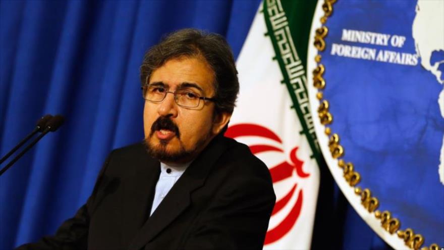 El portavoz de la Cancillería iraní, Bahram Qasemi, durante una rueda de prensa en Teherán, la capital persa.