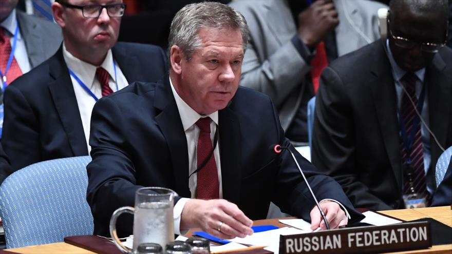 El viceministro de Exteriores de Rusia, Gennady Gatilov, en el seno del Consejo de Seguridad de las Naciones Unidas (CSNU), reunido en sesión especial para tratar el programa nuclear de Corea del Norte.