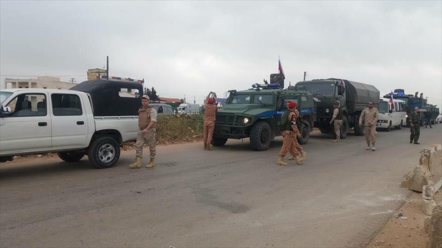 Un convoy de tropas rusas deplegadas en el norte de Siria.