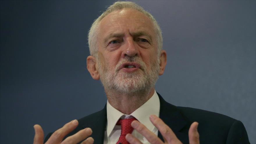 El líder laborista británico, Jeremy Corbyn, ofrece un discurso en Chatham House, 12 de mayo de 2017.