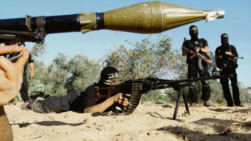 Combatientes de Saraya Al-Quds, un ala militar del movimiento de la Yihad Islámica de Palestina, entrenan en la Franja de Gaza, 23 de diciembre de 2008.