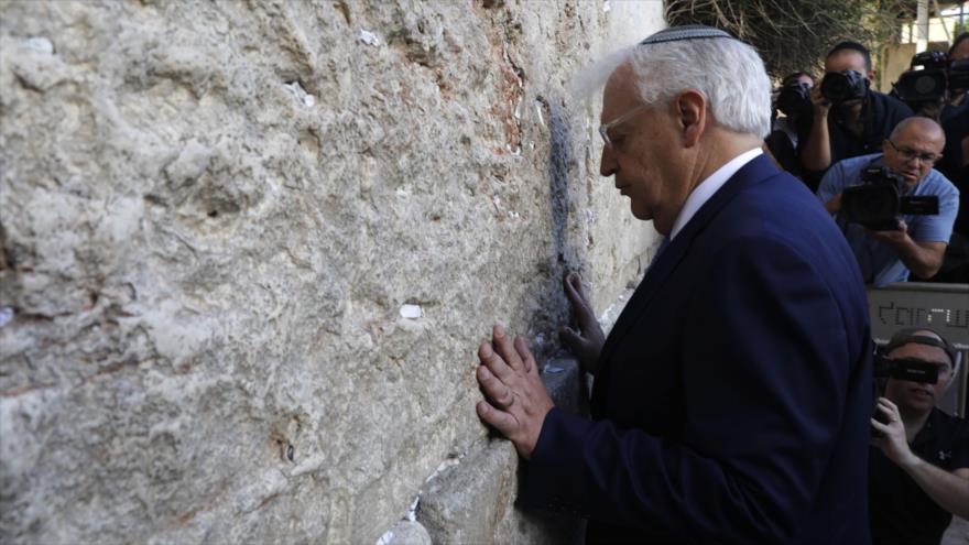 El nuevo embajador de EE.UU. en los territorios ocupados, David Friedman, visita el Muro de Lamentaciones, 15 de mayo de 2017.