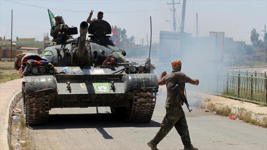 Combatientes de las Unidades de Movilización Popular (Al-Hashad Al-Shabi) en la ciudad de Hatra, cerca de Mosul, 28 de abril de 2017.