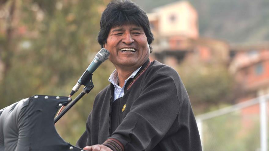 El presidente boliviano realiza un discurso en un regimiento en el departamento de Chuquisaca, 23 de mayo de 2017.