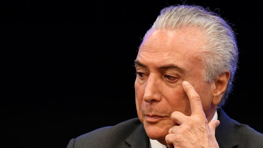 El presidente de Brasil, Michel Temer, en el III Encuentro Nacional del Instituto Brasileño de Geografía y Estadística en Brasilia, la capital, 8 de mayo de 2017.