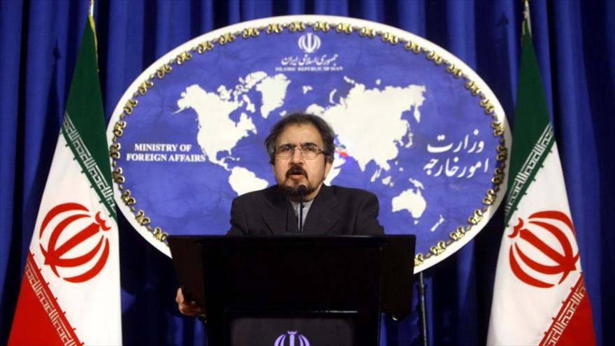 El portavoz de la Cancillería de Irán, Bahram Qasemi, durante una conferencia de prensa en Teherán, la capital persa.
