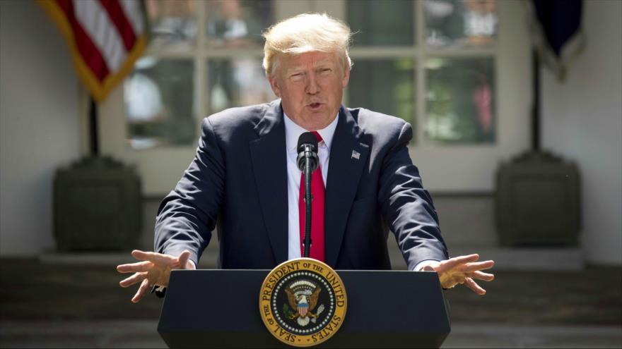 El presidente de EE.UU., Donald Trump, ofrece un discurso en la Casa Blanca, 1 de junio de 2017.
