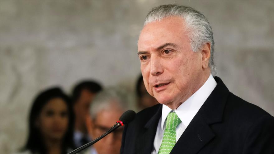 El presidente de Brasil, Michel Temer, durante la ceremonia de la conmemoración del Día del Medio Ambiente, en Brasilia, 5 de junio de 2017.