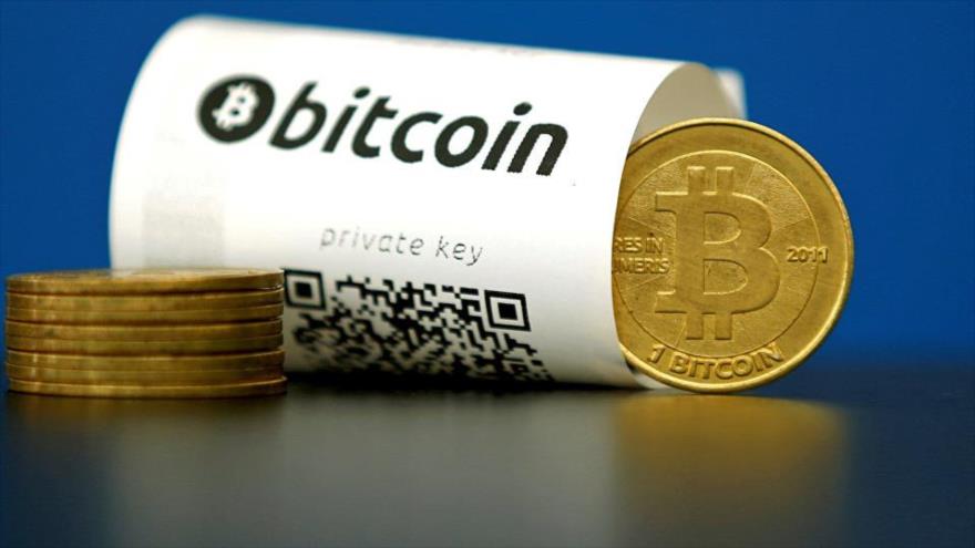 Representación de monedas virtuales bitcoin.
