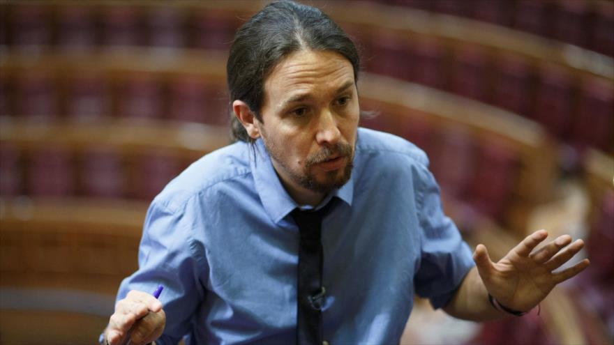 El líder de Podemos, Pablo Iglesias, en el Congreso de los Diputados.