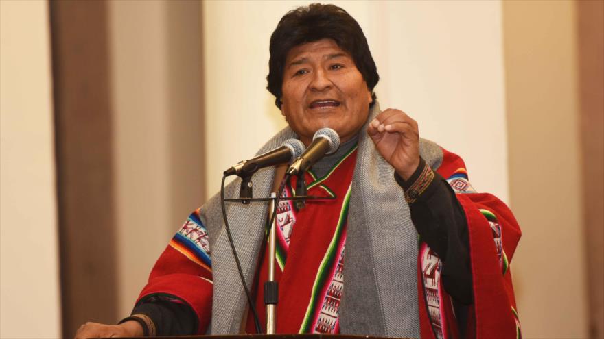 El presidente boliviano, Evo Morales, ofrece un discurso en el Palacio de Gobierno, 16 de junio de 2017.