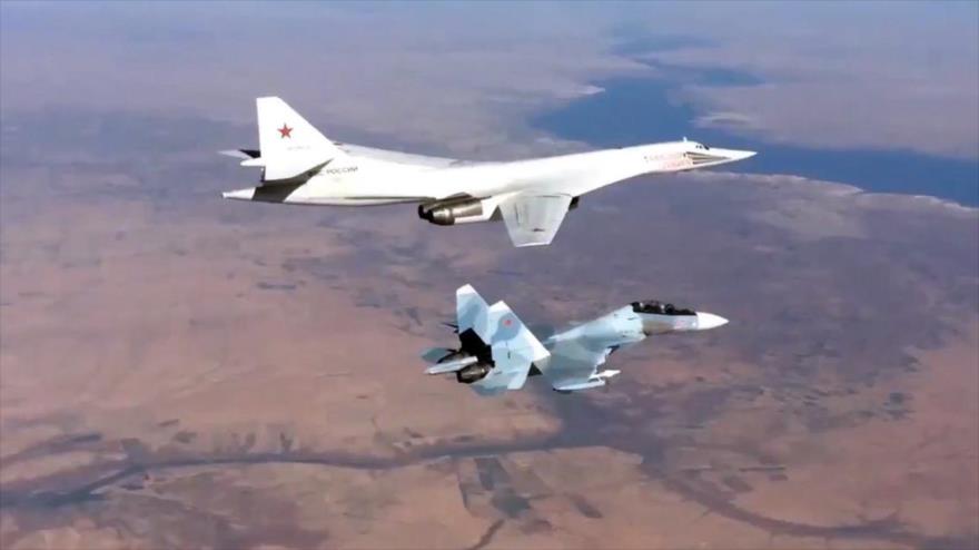 Aviones de guerra rusos en una operación antiterrorista en Siria.