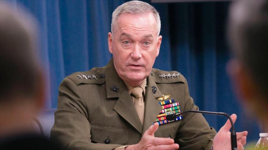 El jefe del Estado Mayor Conjunto estadounidense, el general Joseph Dunford, en una rueda de prensa en el Pentágono, 25 de marzo de 2016.