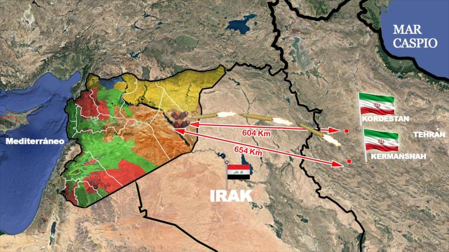 Los misiles iraníes fueron disparados desde las provincias occidentales de Kordestan y Kermanshah contra posiciones del EIIL en Siria, 18 de junio de 2017.