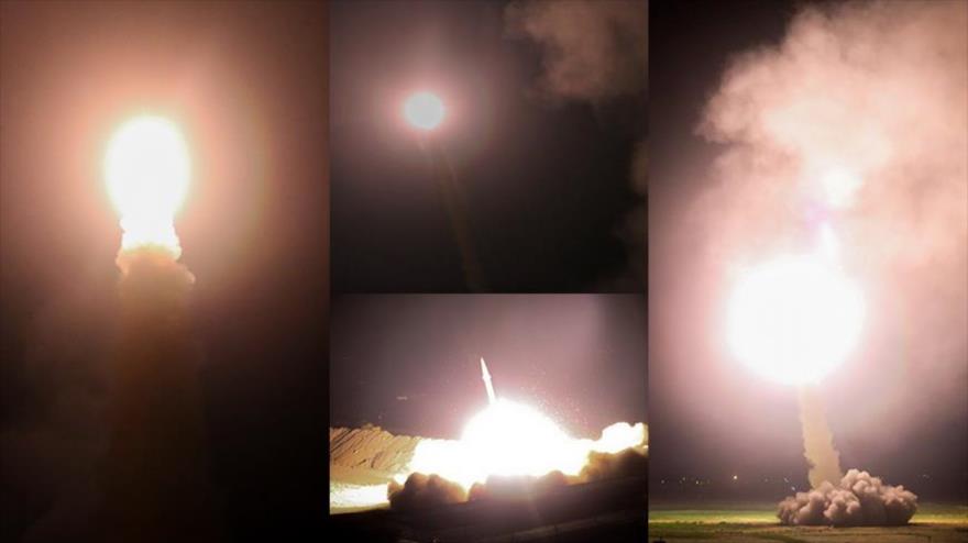 Imágenes publicadas del lanzamiento de misiles del CGRI contra las posiciones de Daesh en Siria, desde el territorio persa, 18 de junio de 2017.