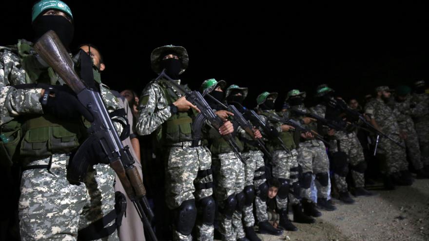 Combatientes de las Brigadas de Ezzedin al-Qassam, brazo militar de HAMAS, en el sur de la Franja de Gaza, 10 de junio de 2017.