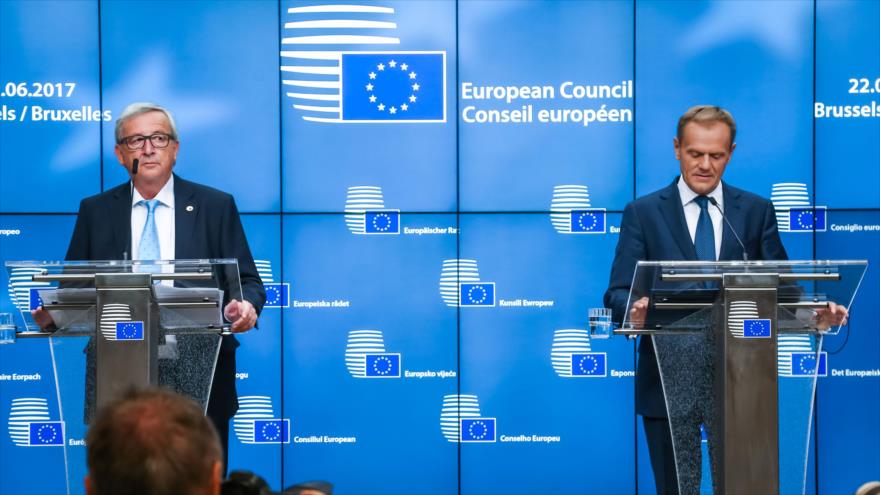 Los presidentes de la Comisión y el Consejo europeos, Jean Claude Juncker (izda.) y Donald Tusk, respectivamente, 22 de junio de 2017.