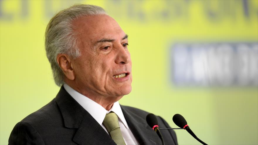 El presidente de Brasil, Michel Temer, en una ceremonia en el Palacio del Planalto, Brasilia, 29 de junio de 2017.