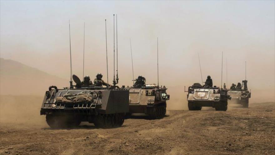 Tanques del ejército israelí en los altos de Golán, 15 de enero de 2015.