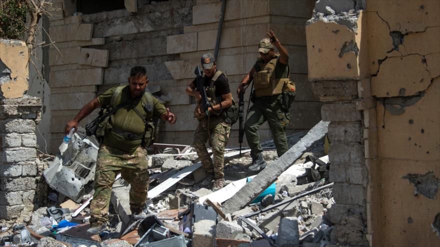 Fuerzas iraquíes desplegadas en el casco antiguo de Mosul, 1 de julio de 2017.