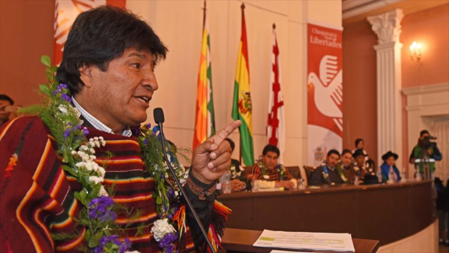 El presidente de Bolivia, Evo Morales, en un acto público, Chuquisaca, Bolivia, 1 de julio de 2017.