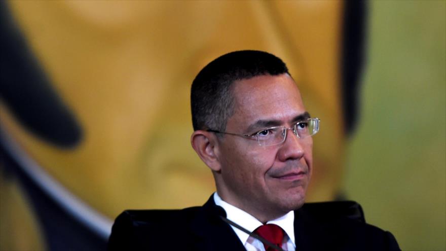 El ministro venezolano del Poder Popular para Comunicación e Información, Ernesto Villegas, en un acto en Caracas, la capital, 15 de febrero de 2017.