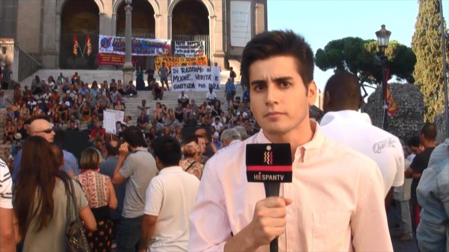 Italianos realizan marcha antirracista en apoyo a refugiados