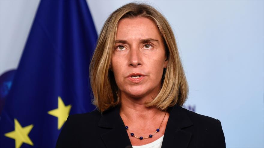 La jefa de la Diplomacia europea, Federica Mogherini, en una rueda de prensa en Bruselas, 11 de julio de 2017.