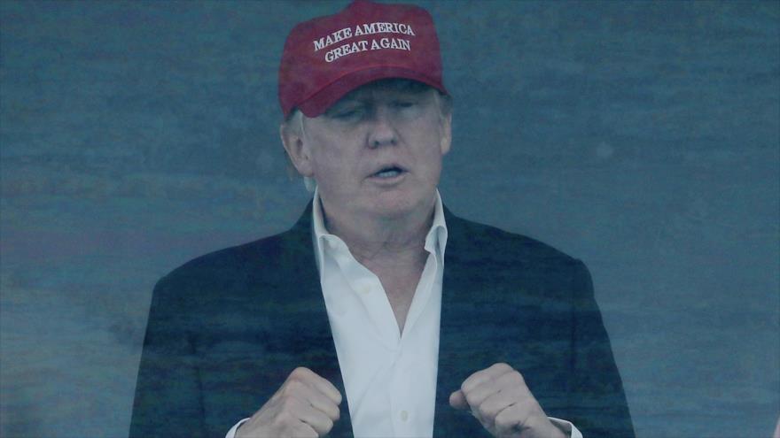 El presidente de EE.UU., Donald Trump, en un acto publico en el club de golf Trump National de Bedminster, en Nueva Jersey, 15 de julio de 2017.