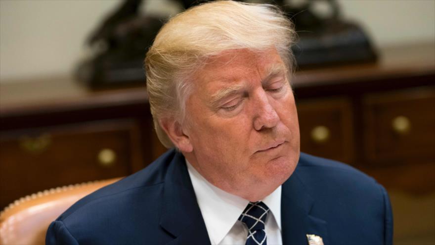 El presidente de EE.UU., Donald Trump, durante un almuerzo con militares en el Roosevelt Room, de la Casa Blanca, 18 de julio de 2017.