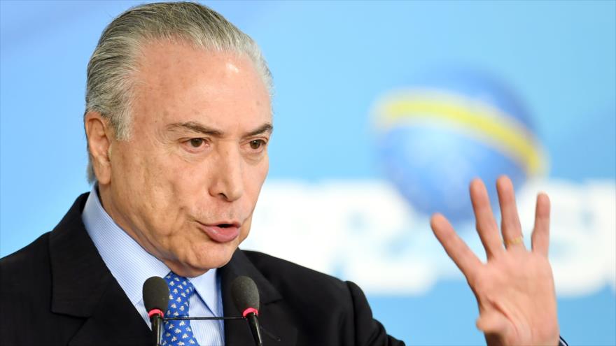 El presidente de Brasil, Michel Temer, durante un acto en el Palacio de Planalto, Brasilia, 20 de julio de 2017.