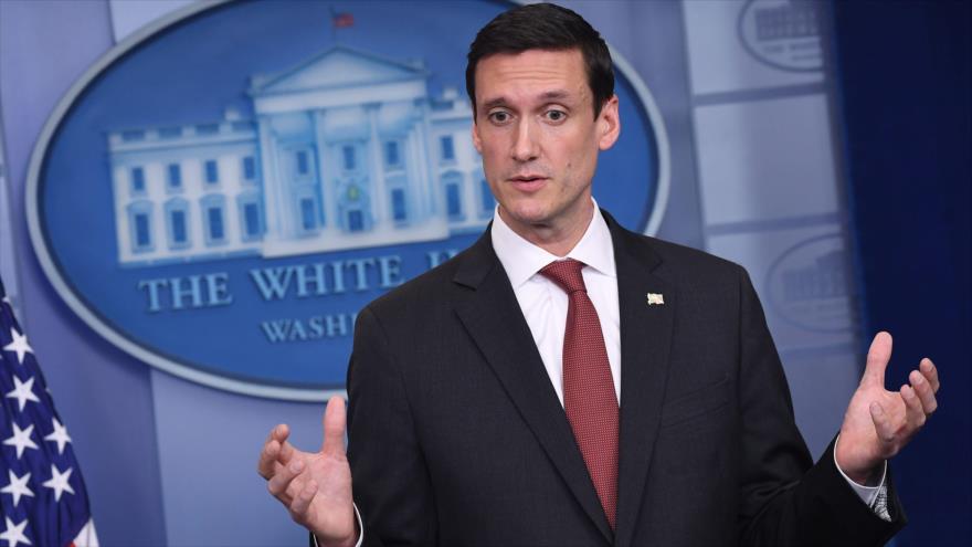 El consejero en temas de seguridad nacional de la Casa Blanca, Tom Bossert, ofrece una rueda de prensa, mayo de 2017.