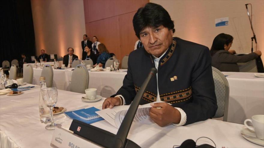 El presidente boliviano, Evo Morales, participa en una sesión del Mercosur en Argentina, 21 de julio de 2017.
