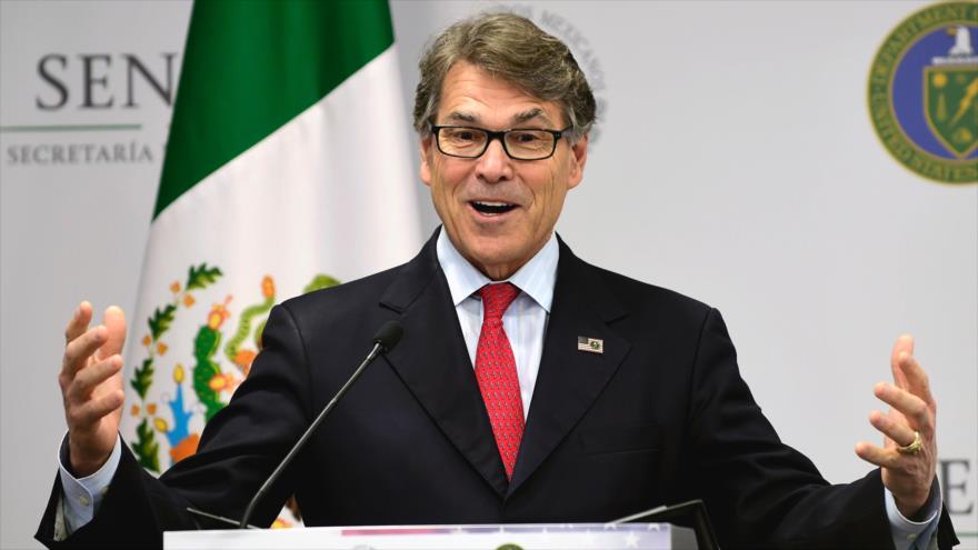 El secretario de Energía de EE.UU., Rick Perry, en una rueda de prensa en México, 13 de julio de 2017.
