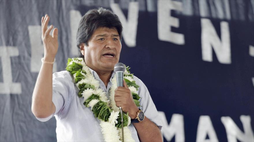 El presidente boliviano, Evo Morales, habla durante un acto público en Trópico de Cochabamba, 28 de julio de 2017.