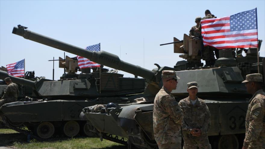 Soldados y tanques de EE.UU. en la ceremonia de inauguración del ejercicio militar denominado ‘Noble Partner 2017’ en Georgia, 30 de julio de 2017.