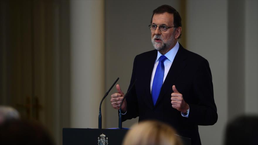 El presidente del Gobierno español, Mariano Rajoy durante una rueda de prensa en el Palacio de la Moncloa, en la capital, Madrid, 28 de julio de 2017.