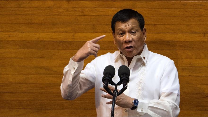 Rodrigo Duterte, presidente de Filipinas, durante una sesión en el Congreso en Manila (la capital), 24 de julio de 2017.