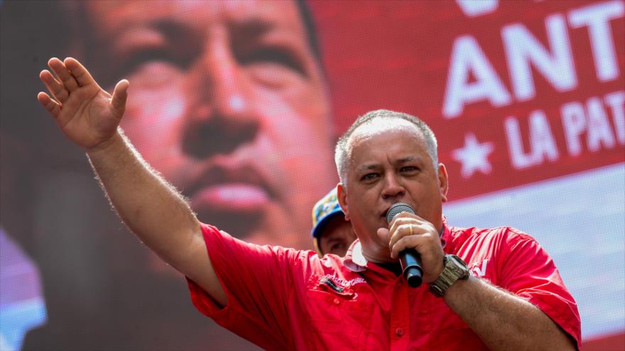 El primer vicepresidente venezolano, Diosdado Cabello, en un mitin en Caracas (capital venezolana), 28 de marzo de 2017.