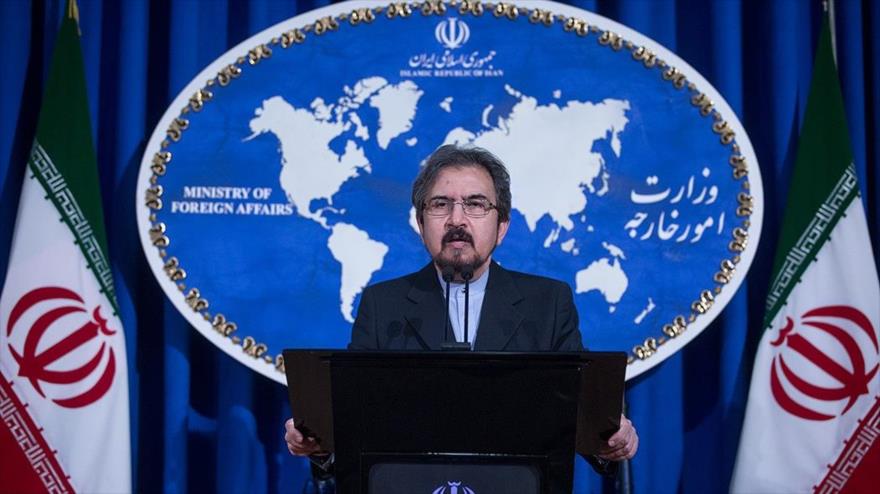 El portavoz de la Diplomacia iraní, Bahram Qasemi, asiste a una rueda de prensa en Teherán, la capital, 10 de julio de 2017.