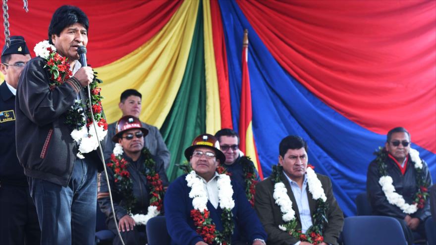 El presidente boliviano, Evo Morales, durante un acto oficial en la ciudad de Llallagua, 3 de agosto de 2017.