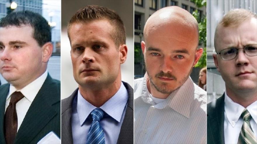 De izquierda a derecha, Dustin Heard, Evan Liberty, Nicholas Slatten y Paul Slough, exempleados de Blackwater.