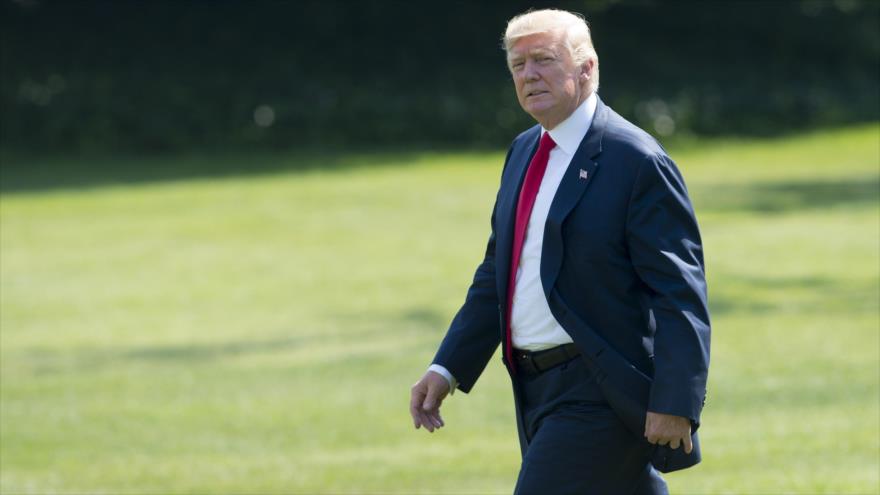 El presidente de EE.UU., Donald Trump, en la Casa Blanca, 4 de agosto de 2017.