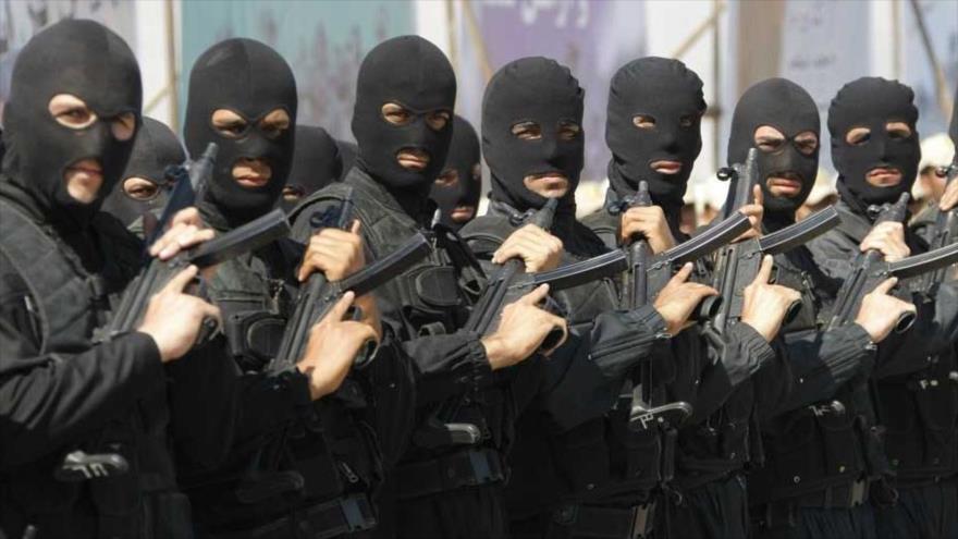 Fuerzas de seguridad de Irán en un entrenamiento militar en Zahedán, capital de la provincia de Sistán y Baluchistán (sureste de Irán).